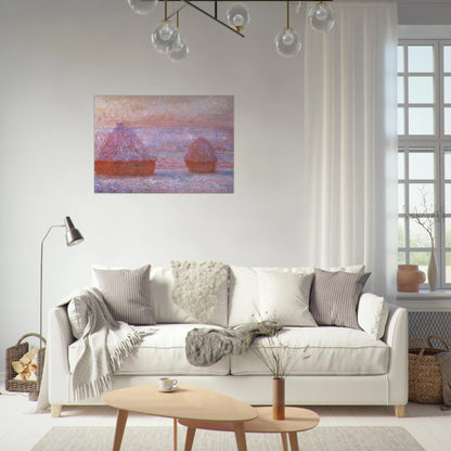 Grainstacks at Giverny, Morning Effect - claude monet Brushed Aluminum Print - 70x100 cm / 28x40 inches | claude monet Aluminum Print | claude monet Prints