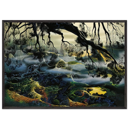 Fog Passes By - Eyvind Earle Framed Art Print – Black Wooden Frame - Default Title - -Framed Art Print