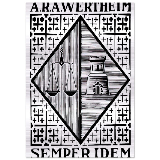 BOOKPLATE A R A WERTHEIM - MC Escher Brushed Aluminum Print - 70x100 cm / 28x40 inches | MC Escher Aluminum Print | MC Escher Prints
