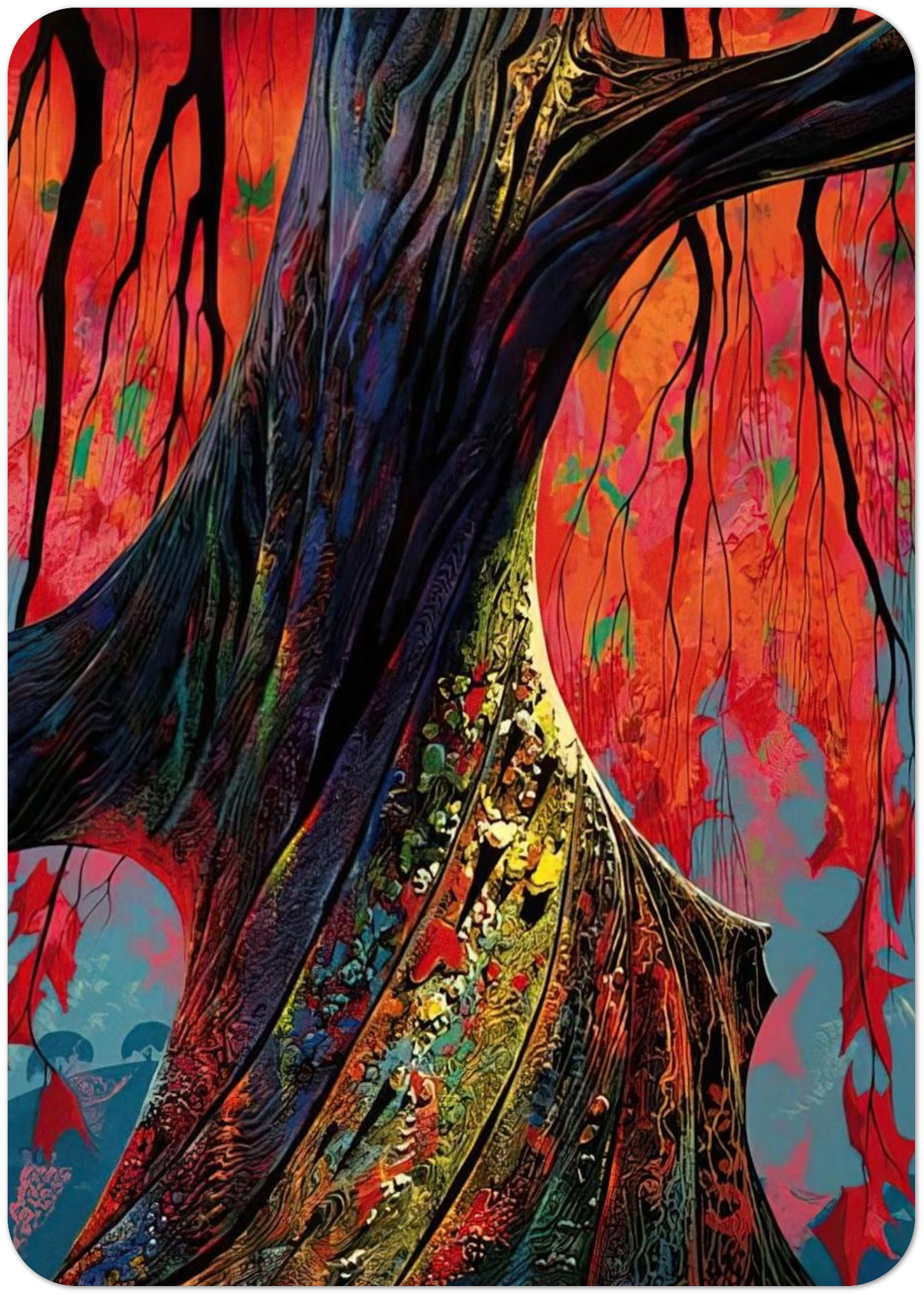 Fire red and gold By Eyvind Earle Pack of 10 Post Cards | Eyvind Earle Post Cards | A6 (10.5 x 14.8 cm) - 4.1 x 5.8 inches