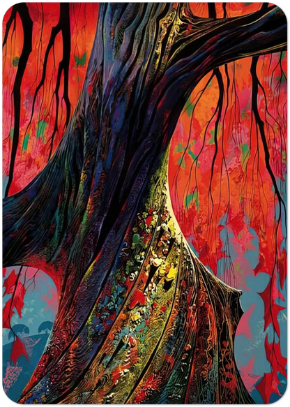 Fire red and gold By Eyvind Earle Pack of 10 Post Cards | Eyvind Earle Post Cards | A6 (10.5 x 14.8 cm) - 4.1 x 5.8 inches