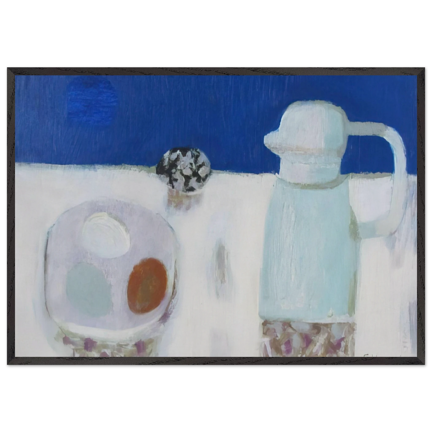 Jug and Four Eggs - 1967 - Mary Fedden Framed Art Print – Black Wooden Frame - Default Title - -Framed Art Print