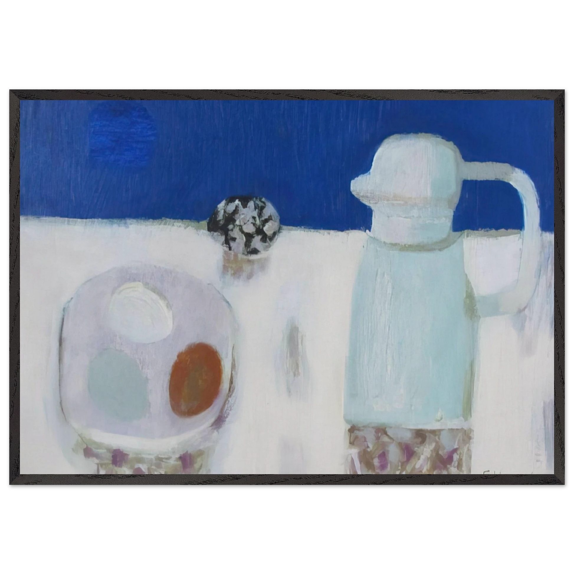 Jug and Four Eggs - 1967 - Mary Fedden Framed Art Print – Black Wooden Frame - Default Title - -Framed Art Print