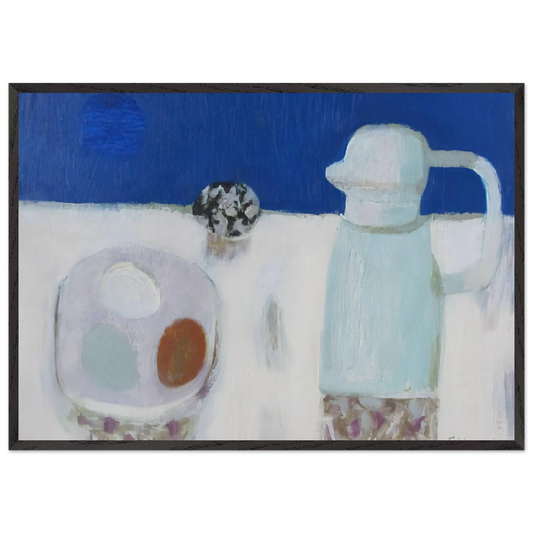 Jug and Four Eggs - 1967 - Mary Fedden Framed Art Print – Black Wooden Frame - Default Title - -Framed Art Print