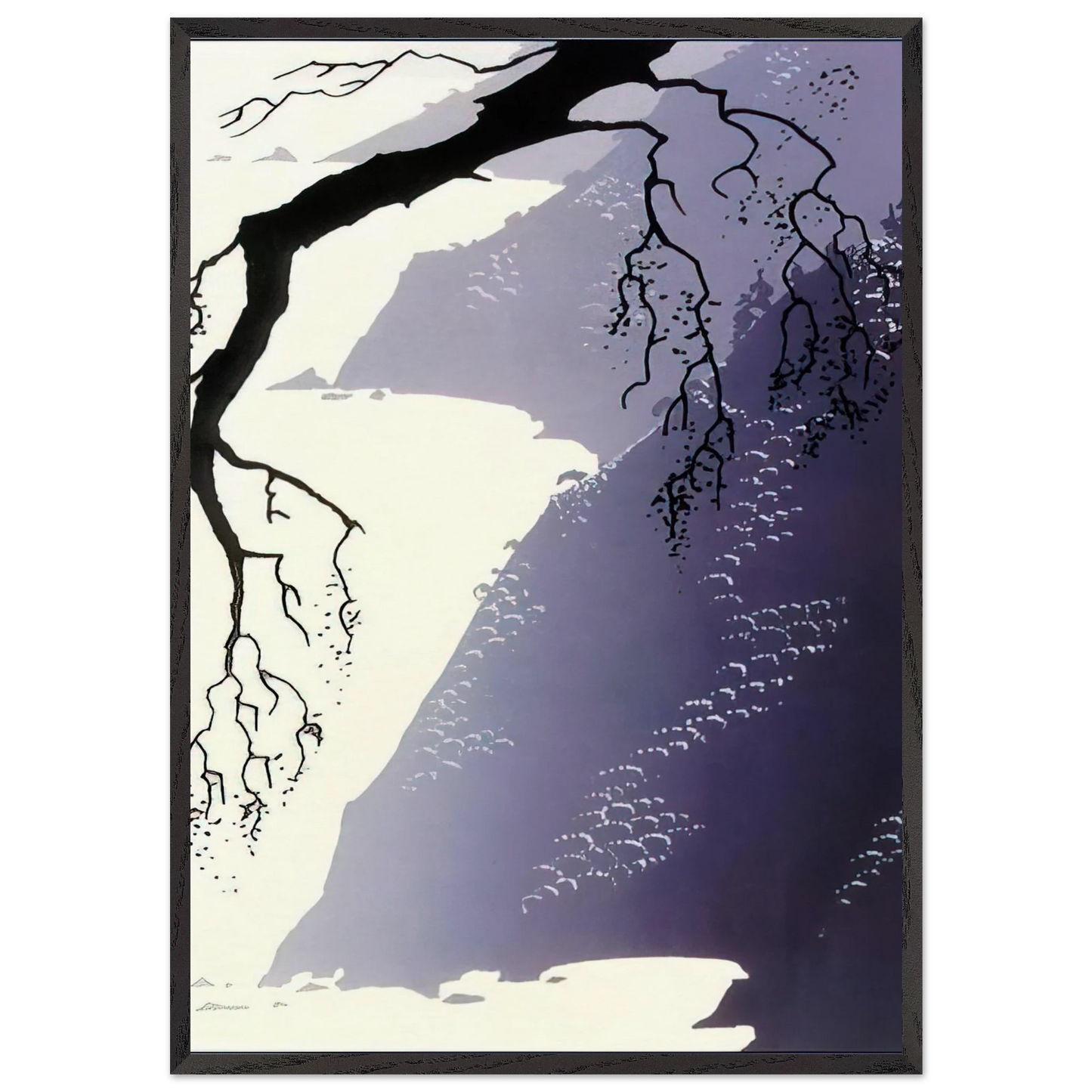 Gray Mist - Eyvind Earle Framed Art Print – Black Wooden Frame - Default Title - -Framed Art Print