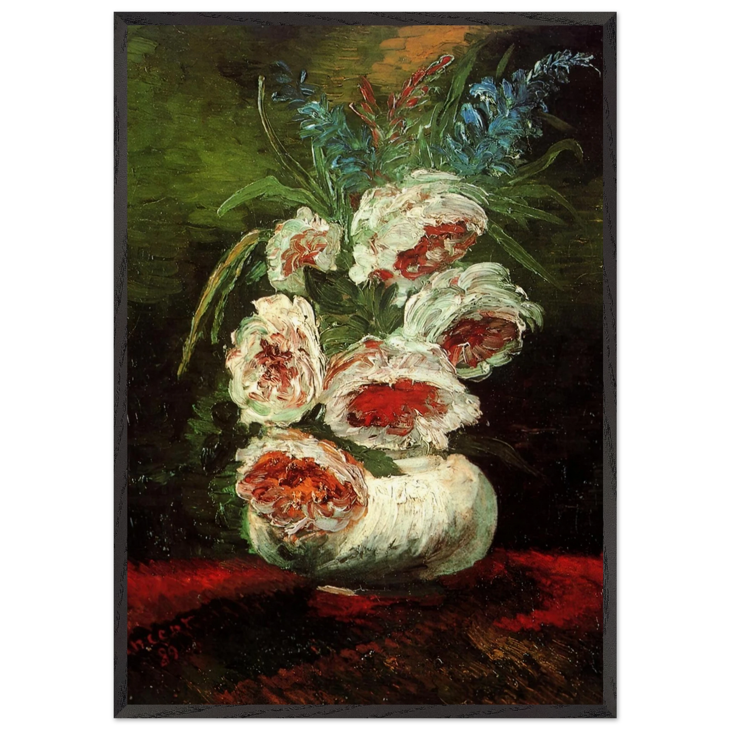 Vase with Peonies - Vincent van Gogh Framed Art Print – Black Wooden Frame - Default Title - -Framed Art Print