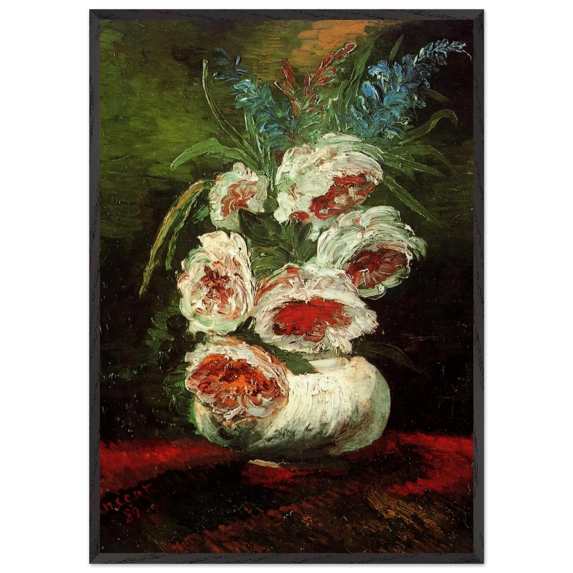 Vase with Peonies - Vincent van Gogh Framed Art Print – Black Wooden Frame - Default Title - -Framed Art Print