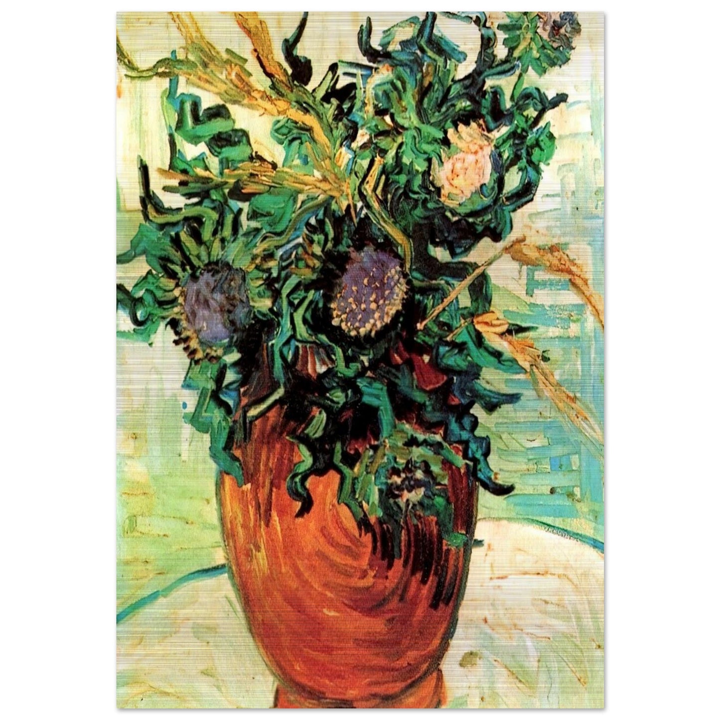 Still Life with Thistles - Vincent van Gogh Brushed Aluminum Print - 70x100 cm / 28x40 inches | Vincent van Gogh Aluminum Print | Vincent van Gogh Prints
