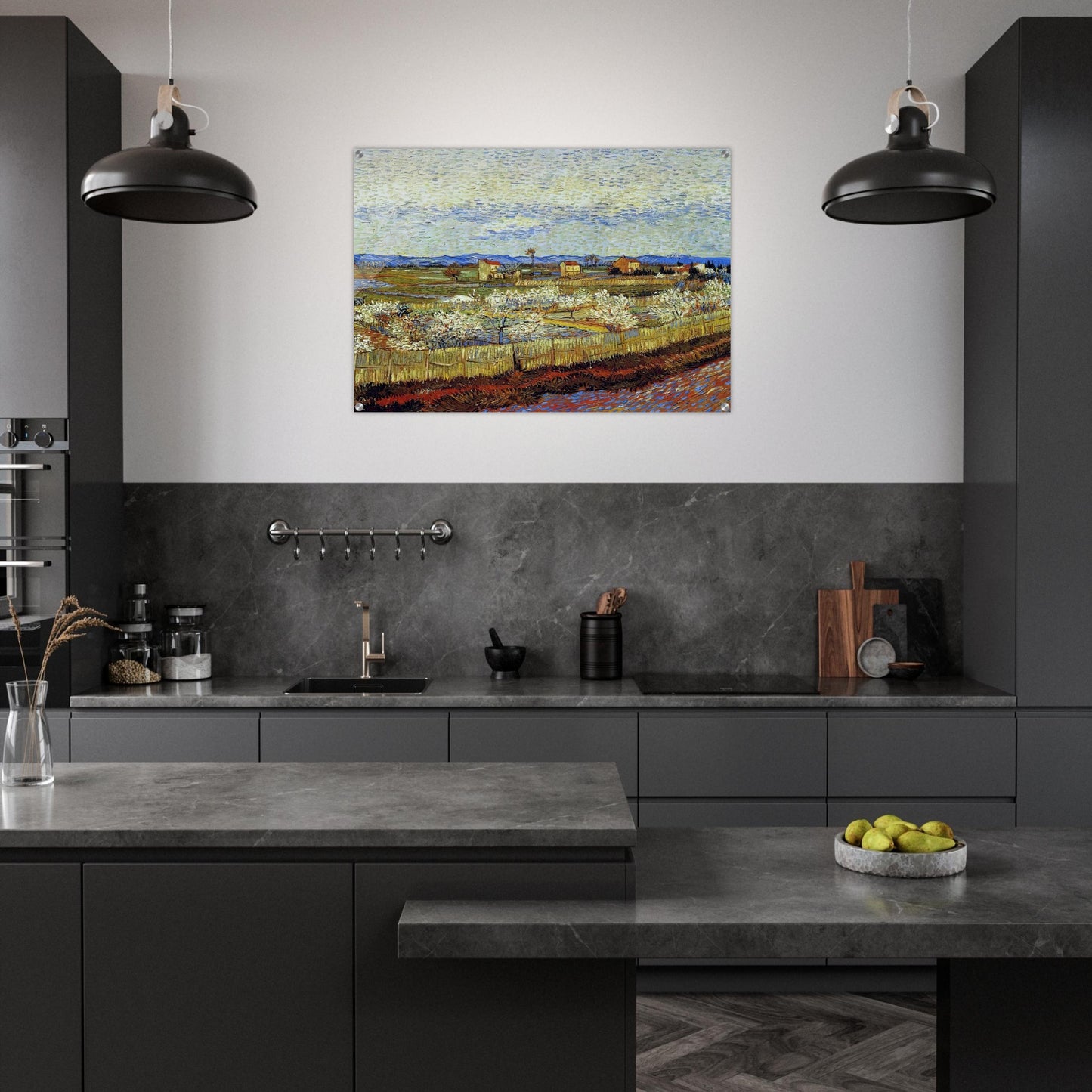 Peach Trees in Blossom - Vincent van Gogh Acrylic Print - 70x100 cm / 28x40″ inches