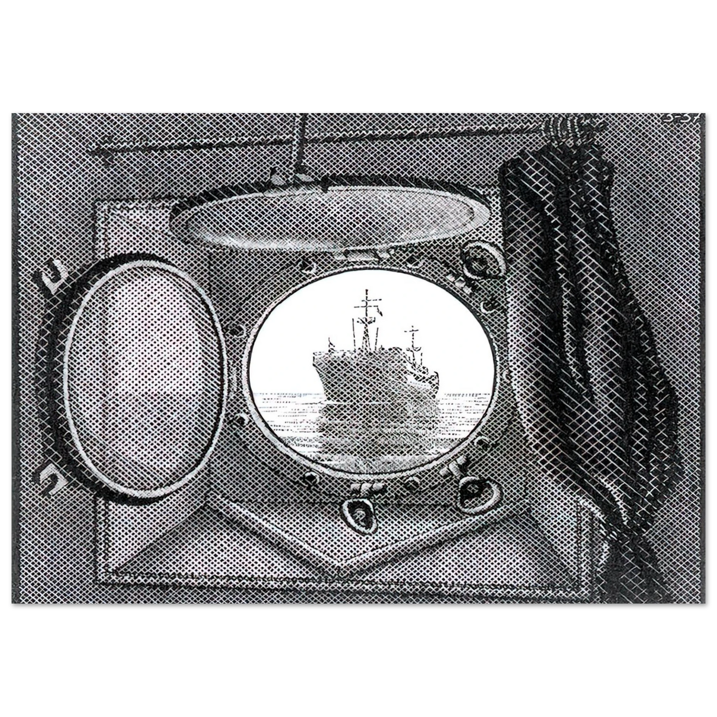 MC Escher - PORTHOLE Wall Art - 30x40 cm / 12x16 inches - Premium Wooden Framed Poster With Fine Art Paper - White frame