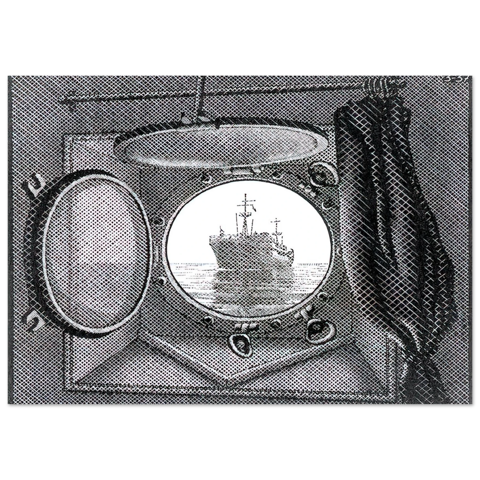 MC Escher - PORTHOLE Wall Art - 30x40 cm / 12x16 inches - Premium Wooden Framed Poster With Fine Art Paper - White frame