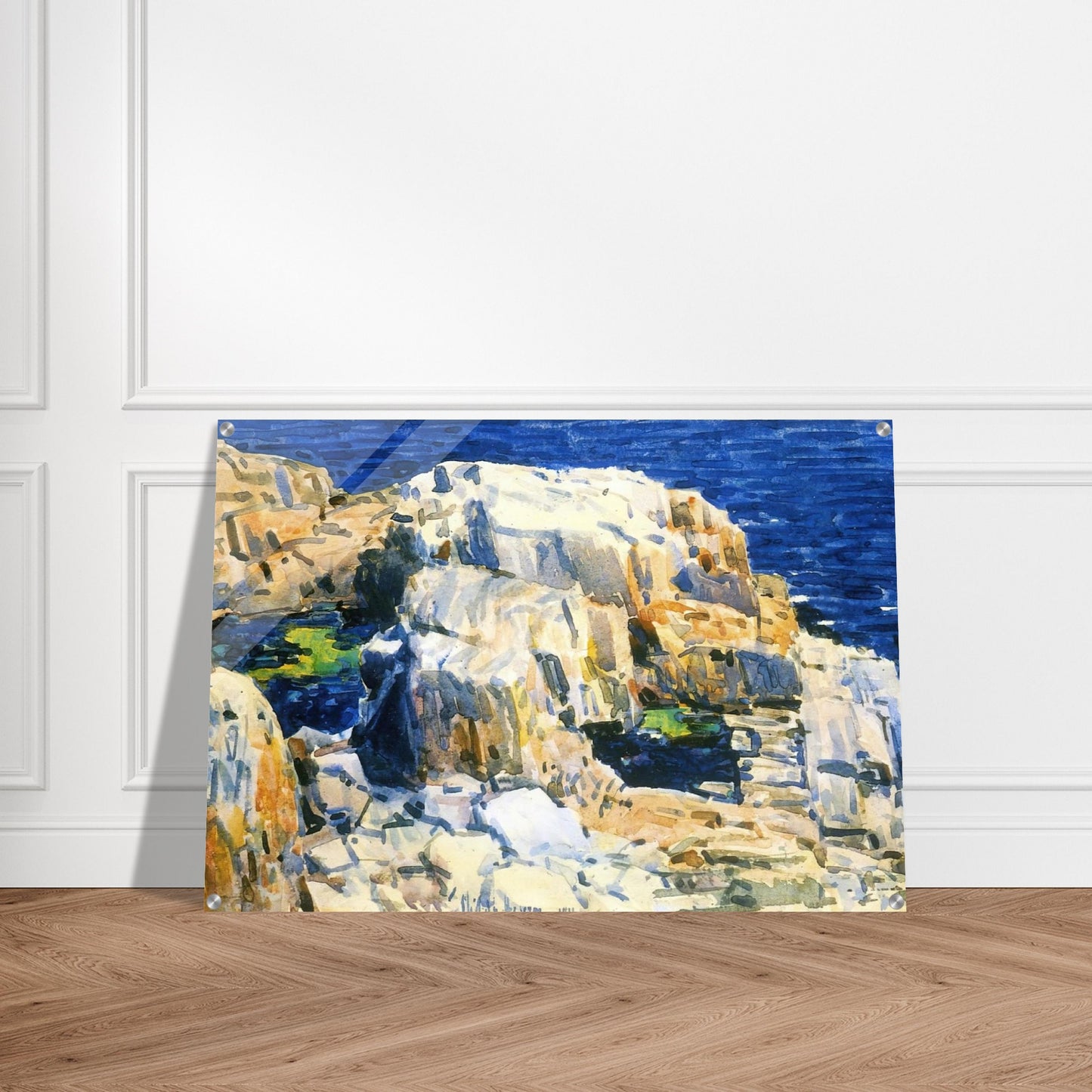 Rocks at Appledore - Childe Hassam Acrylic Print - 70x100 cm / 28x40″ inches | Childe Hassam Wall Art | Childe Hassam Prints