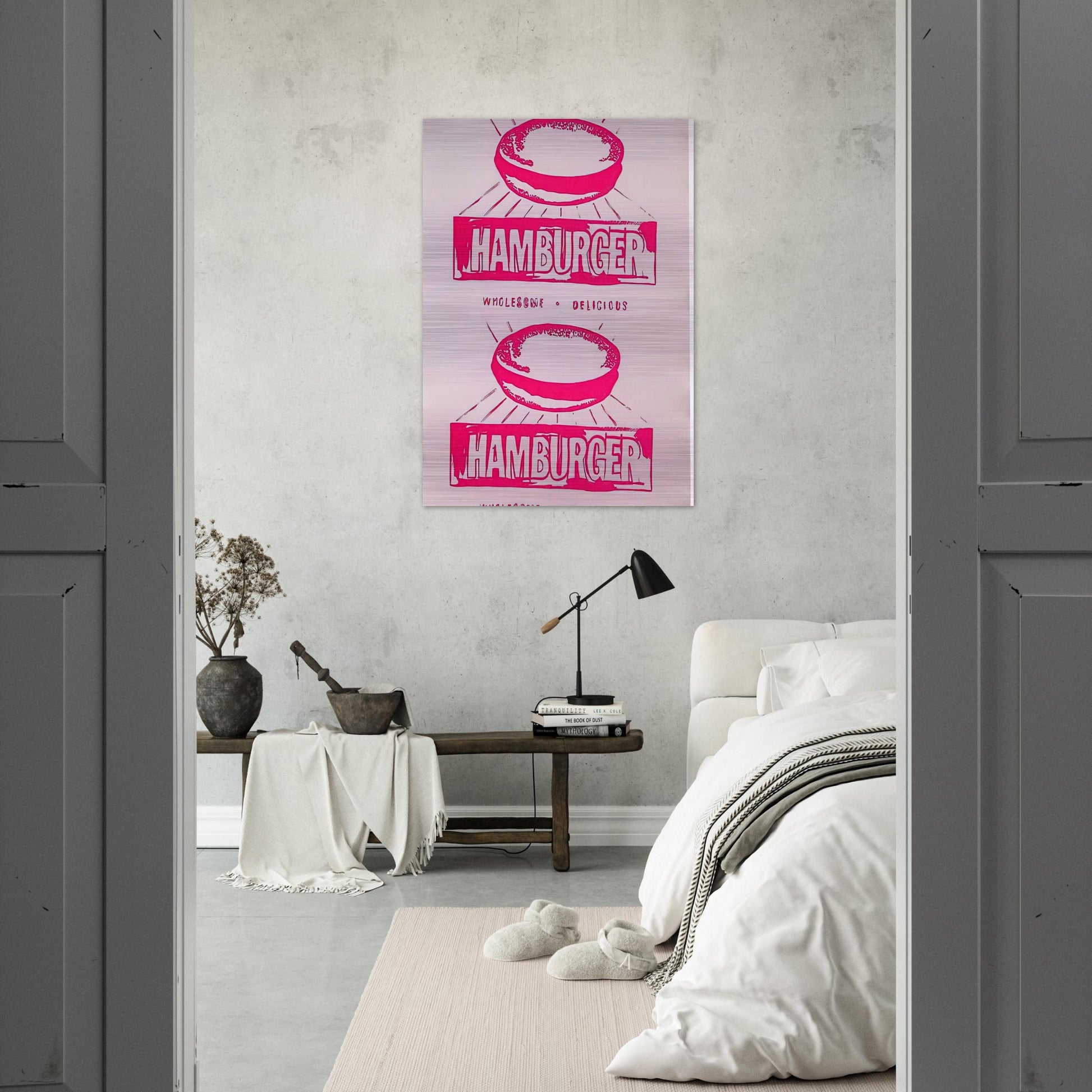 Double Hamburger - Andy Warhol Brushed Aluminum Print - 70x100 cm / 28x40 inches | Andy Warhol Aluminum Print | Andy Warhol Prints