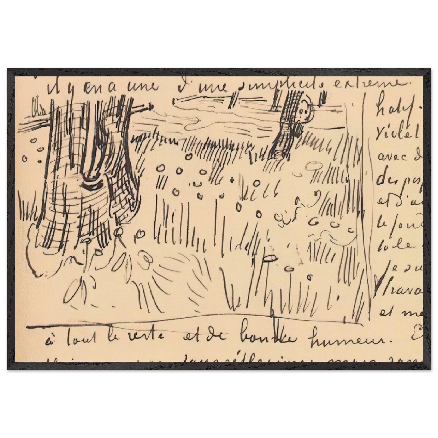 Field of Grass with Dandelions and Tree Trunks - Vincent van Gogh Framed Art Print – Black Wooden Frame - Default Title - -Framed Art Print