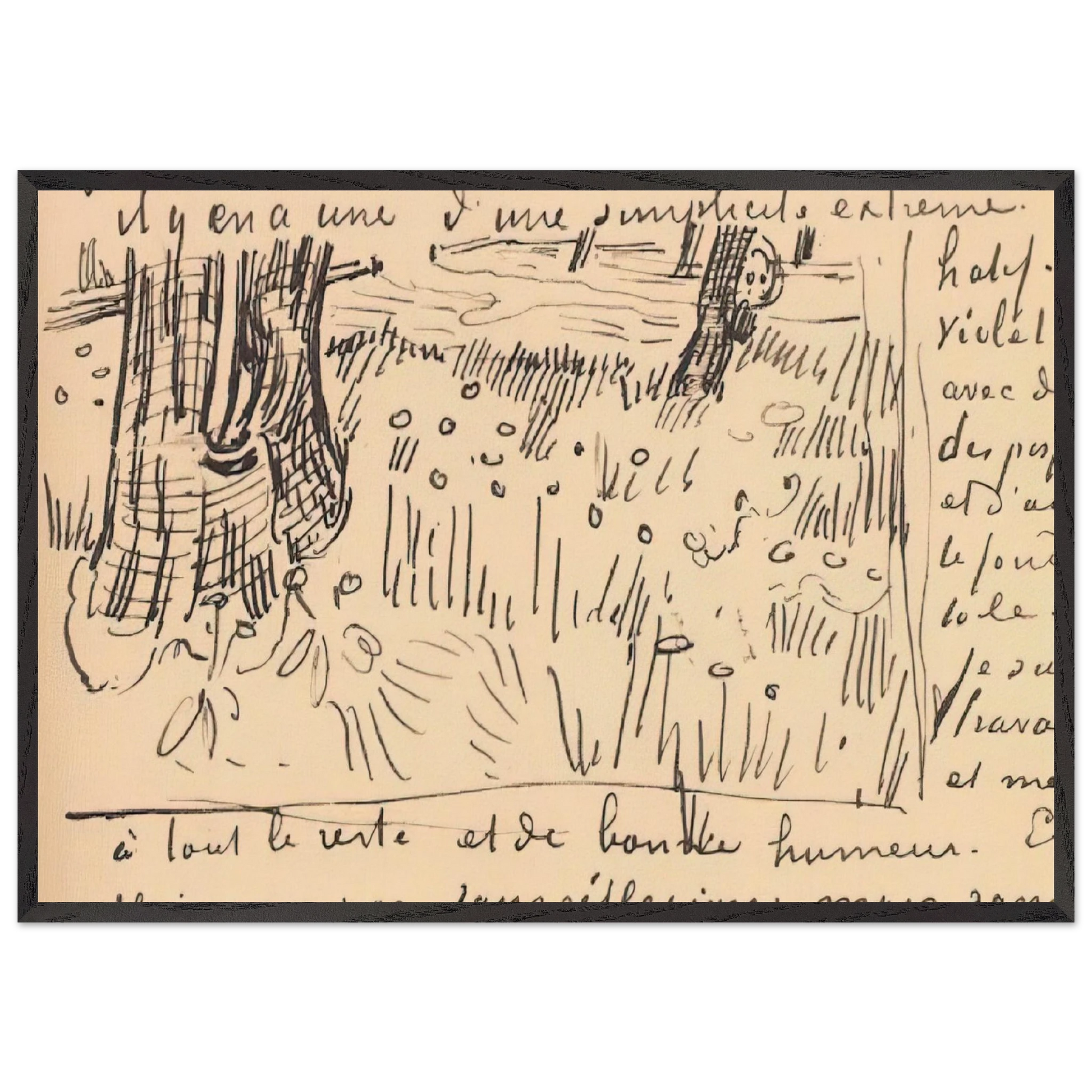 Field of Grass with Dandelions and Tree Trunks - Vincent van Gogh Framed Art Print – Black Wooden Frame - Default Title - -Framed Art Print