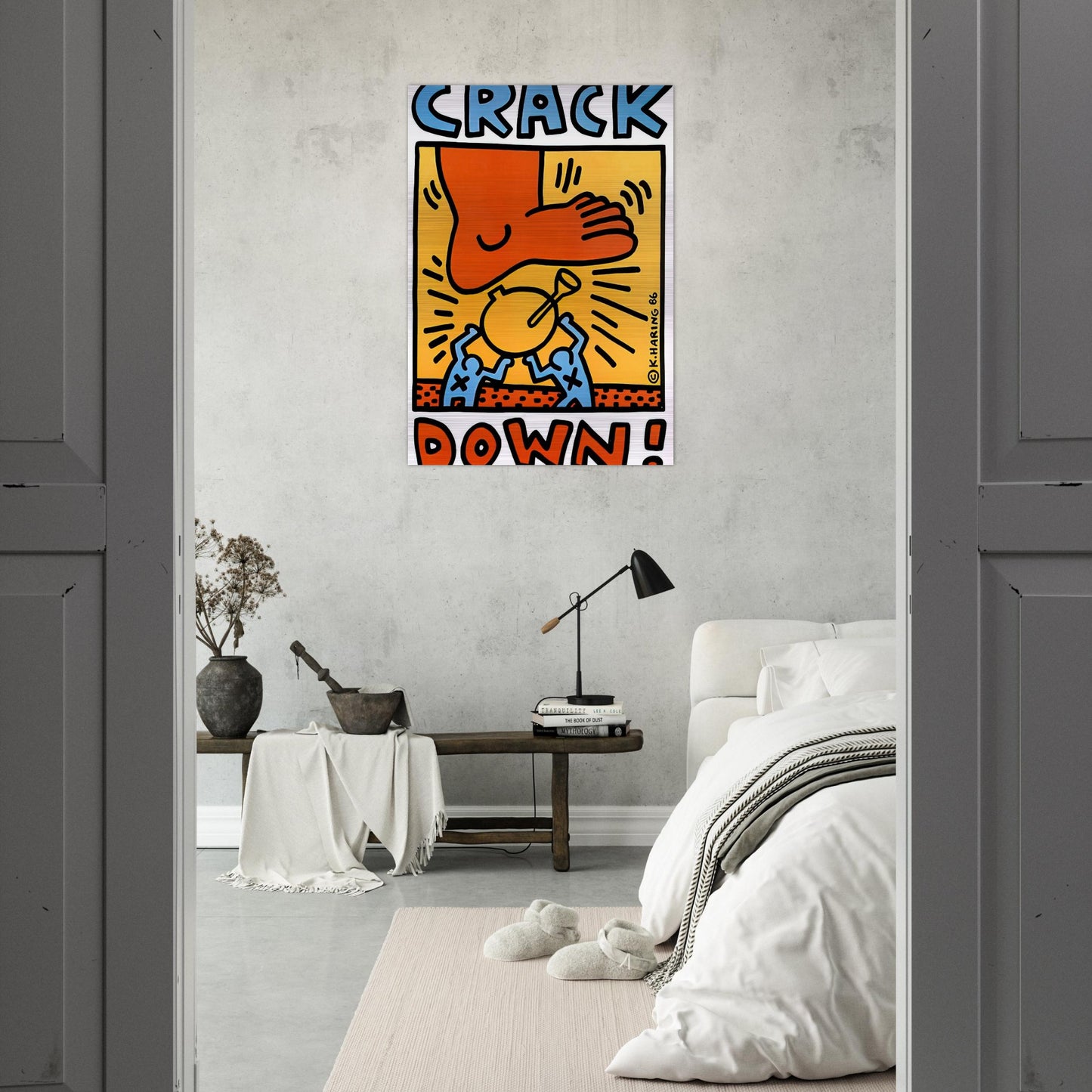 CRACK DOWN 1986 - Keith Haring Brushed Aluminum Print - 70x100 cm / 28x40 inches | Keith Haring Aluminum Print | Keith Haring Prints