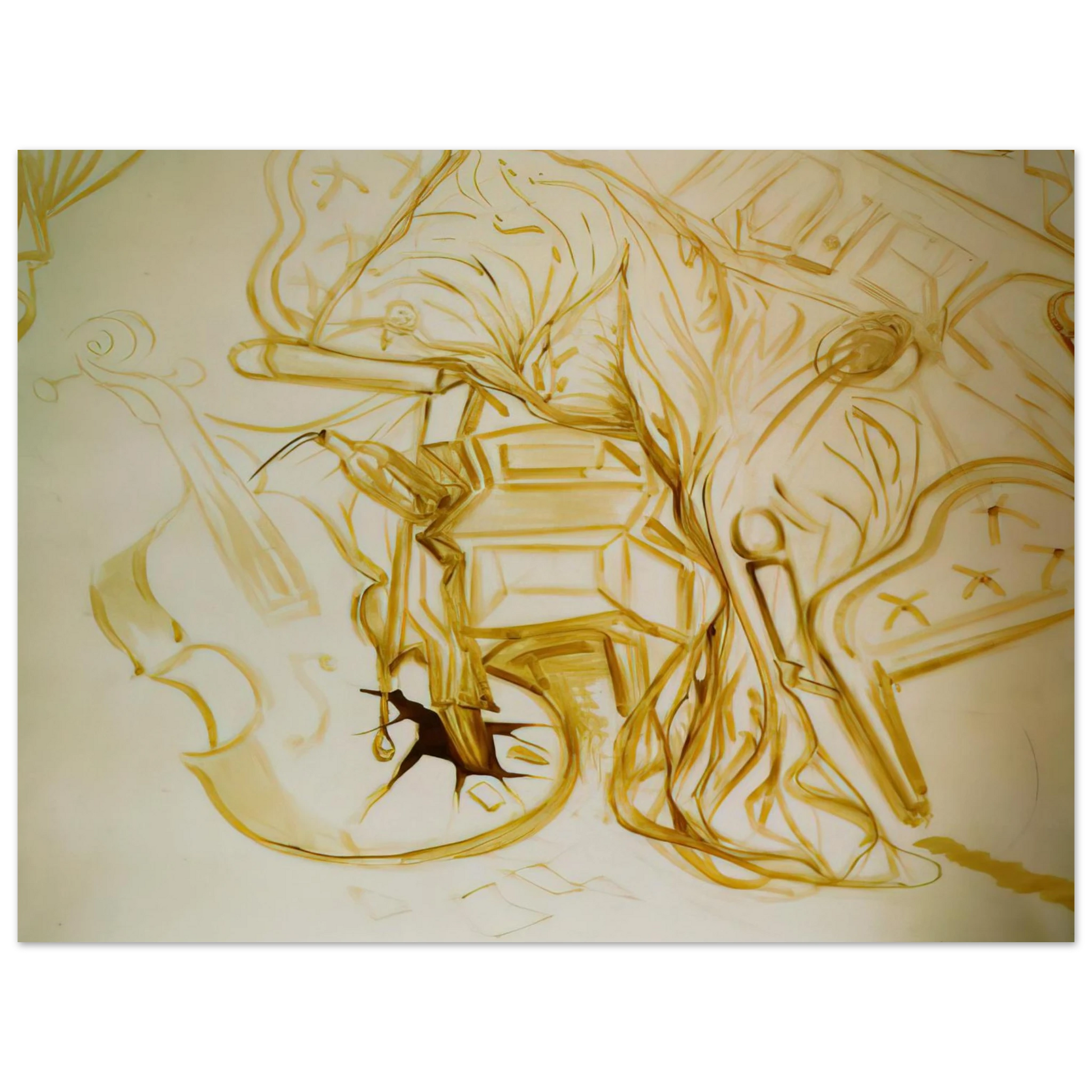 Salvador Dali - BED AND BEDSIDE TABLE FEROCIOUSLY ATTACKING A CELLO Fine Art Poster - Default Title