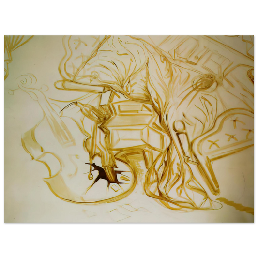 Salvador Dali - BED AND BEDSIDE TABLE FEROCIOUSLY ATTACKING A CELLO Fine Art Poster - Default Title