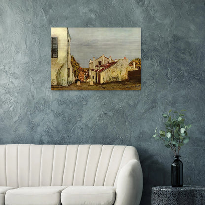 HOUSES IN MONTMARTRE - Maurice Utrillo Brushed Aluminum Print - 70x100 cm / 28x40 inches | Maurice Utrillo Aluminum Print | Maurice Utrillo Prints