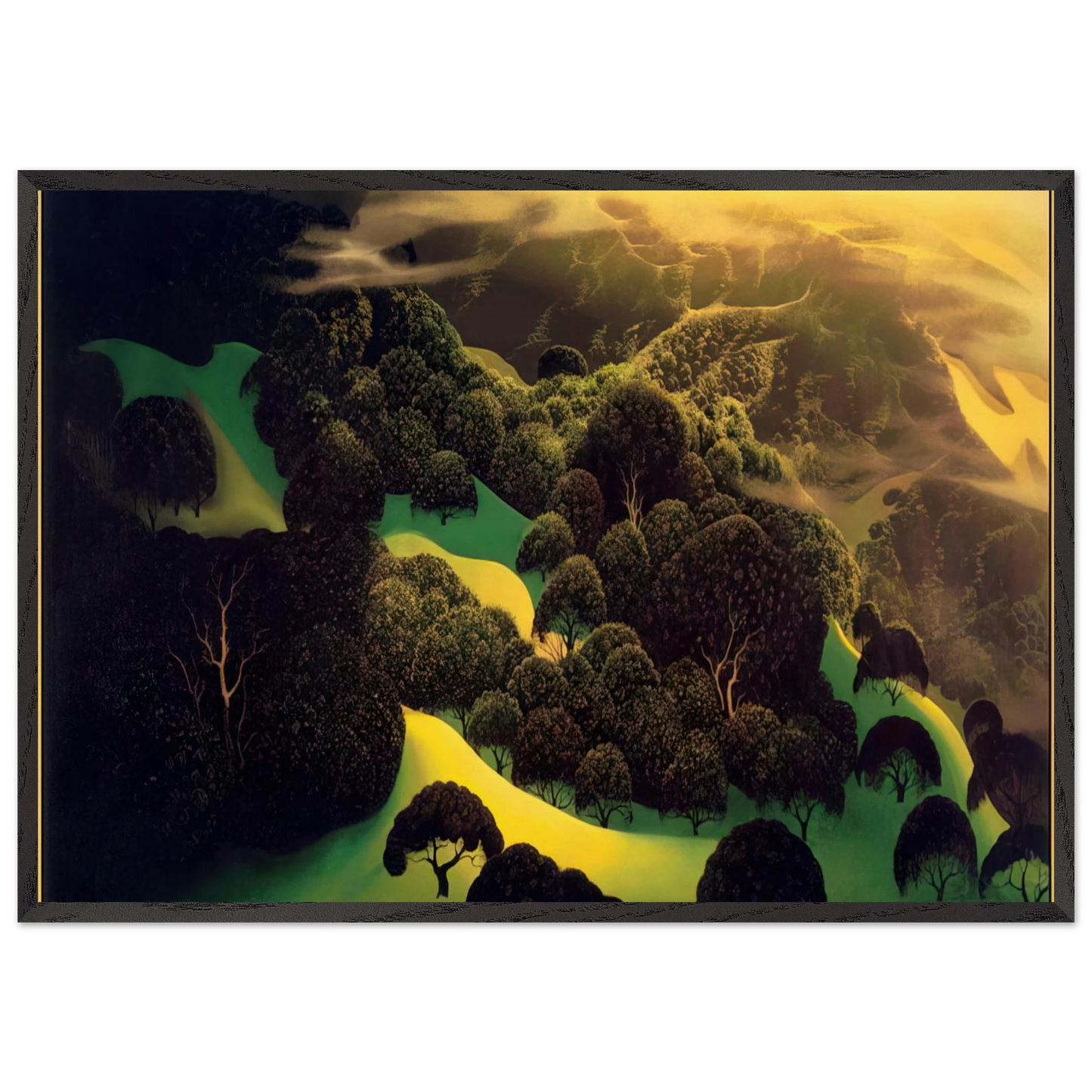 Deep Wilderness - Eyvind Earle Framed Art Print – Black Wooden Frame - Default Title - -Framed Art Print