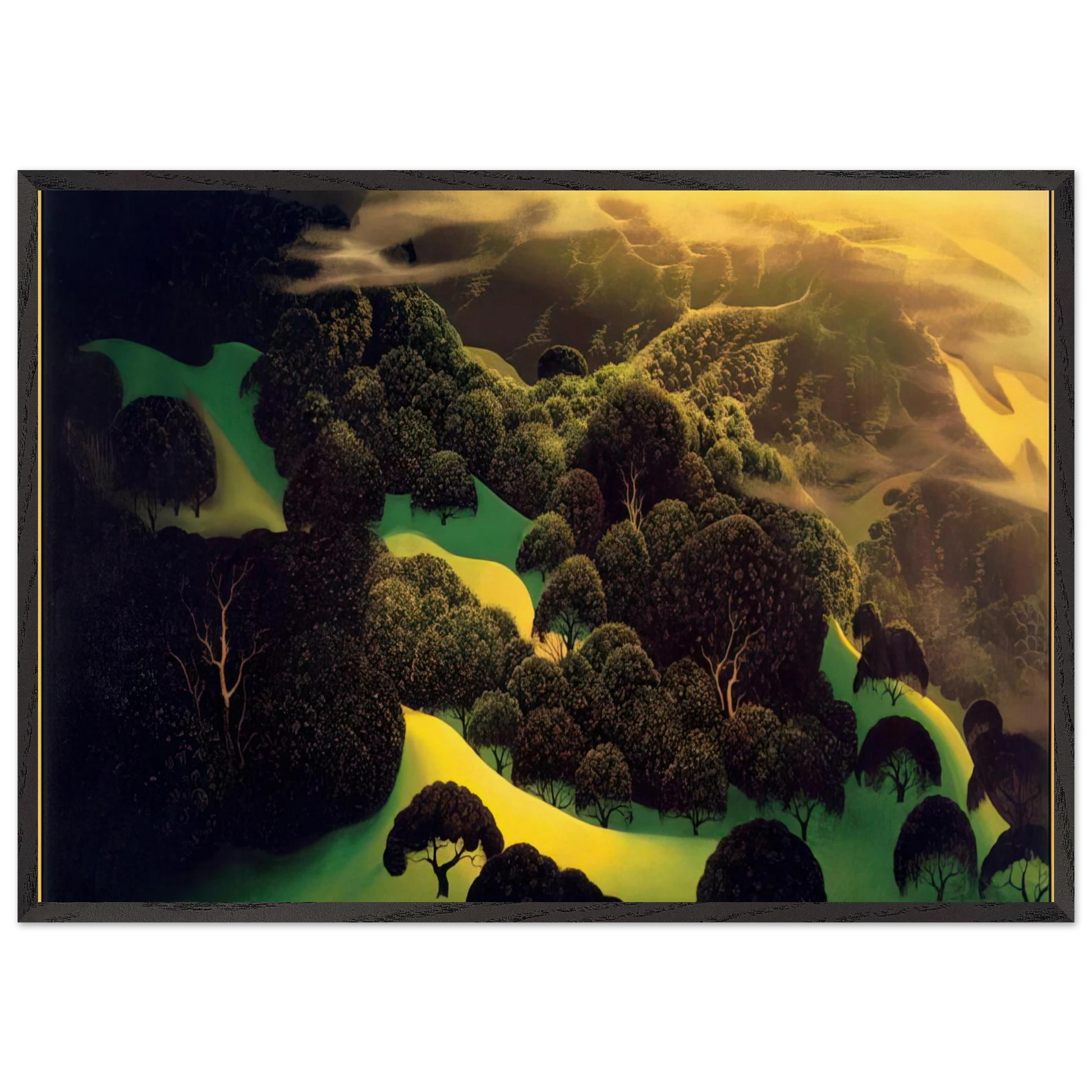 Deep Wilderness - Eyvind Earle Framed Art Print – Black Wooden Frame - Default Title - -Framed Art Print