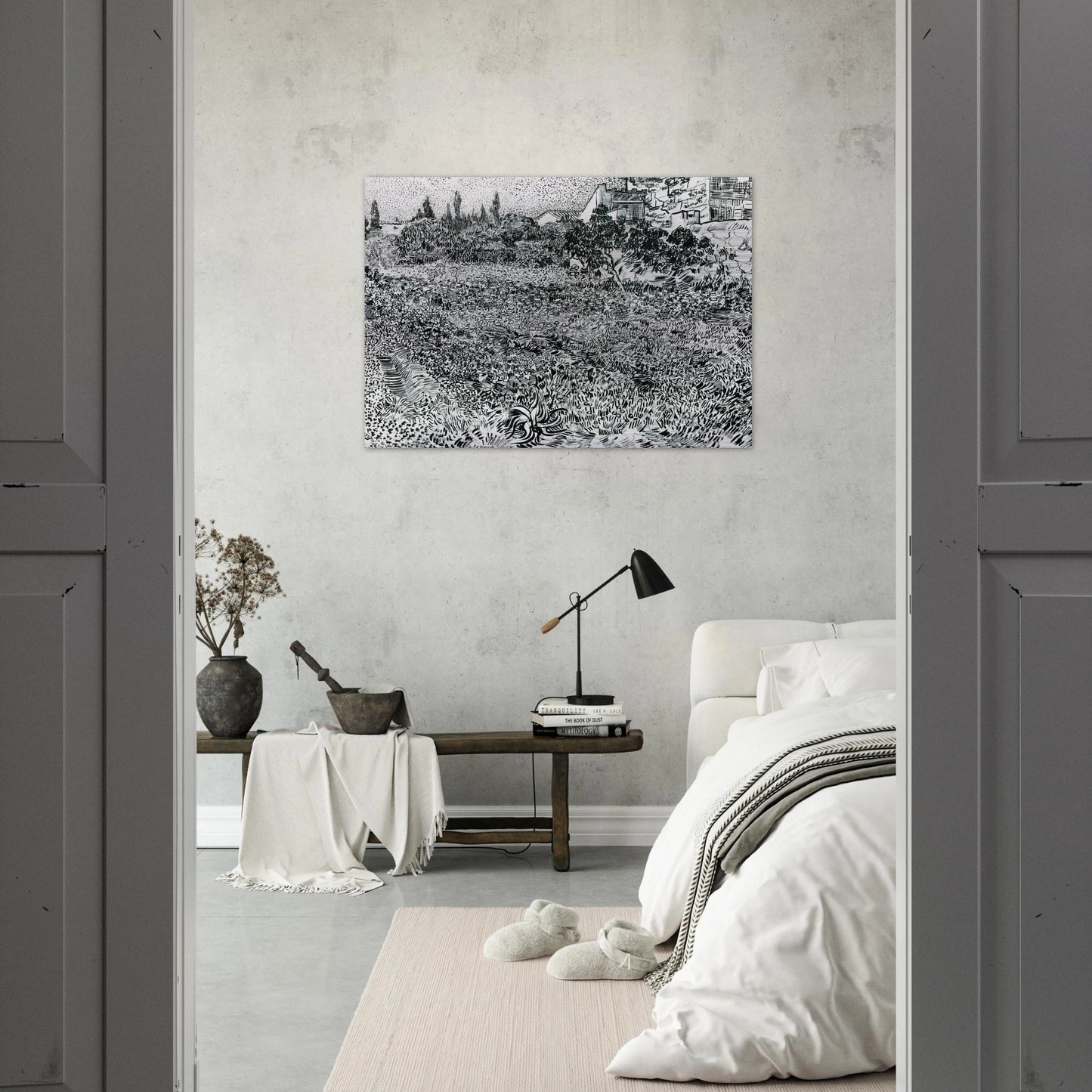 Garden with Flowers - Vincent van Gogh Brushed Aluminum Print - 70x100 cm / 28x40 inches | Vincent van Gogh Aluminum Print | Vincent van Gogh Prints