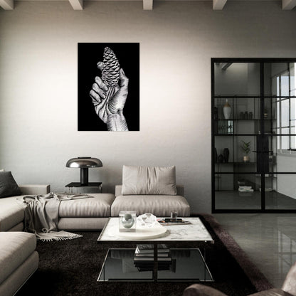 HAND WITH FIR CONE - MC Escher Brushed Aluminum Print - 70x100 cm / 28x40 inches | MC Escher Aluminum Print | MC Escher Prints