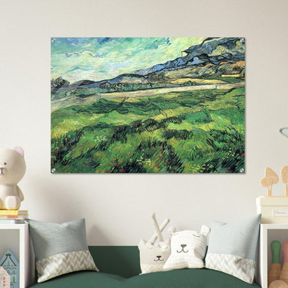 The Green Wheatfield behind the Asylum - Vincent van Gogh Acrylic Print - 70x100 cm / 28x40″ inches