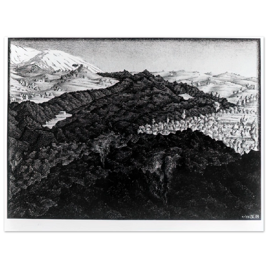 MC Escher - LAVA FLOW FROM ETNA Wall Art - 21x29.7 cm / 8x12" - Fine Art Poster - -