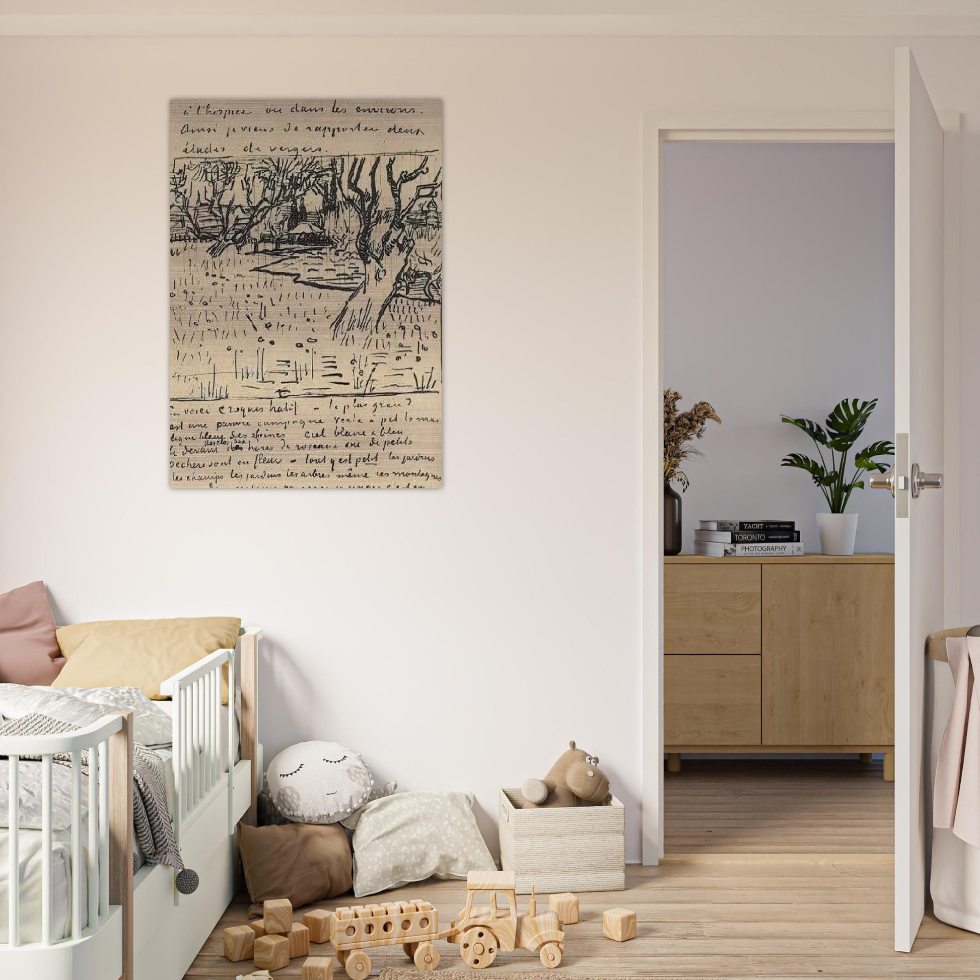 Orchard in Bloom with View of Arles - Vincent van Gogh Brushed Aluminum Print - 70x100 cm / 28x40 inches | Vincent van Gogh Aluminum Print | Vincent van Gogh Prints