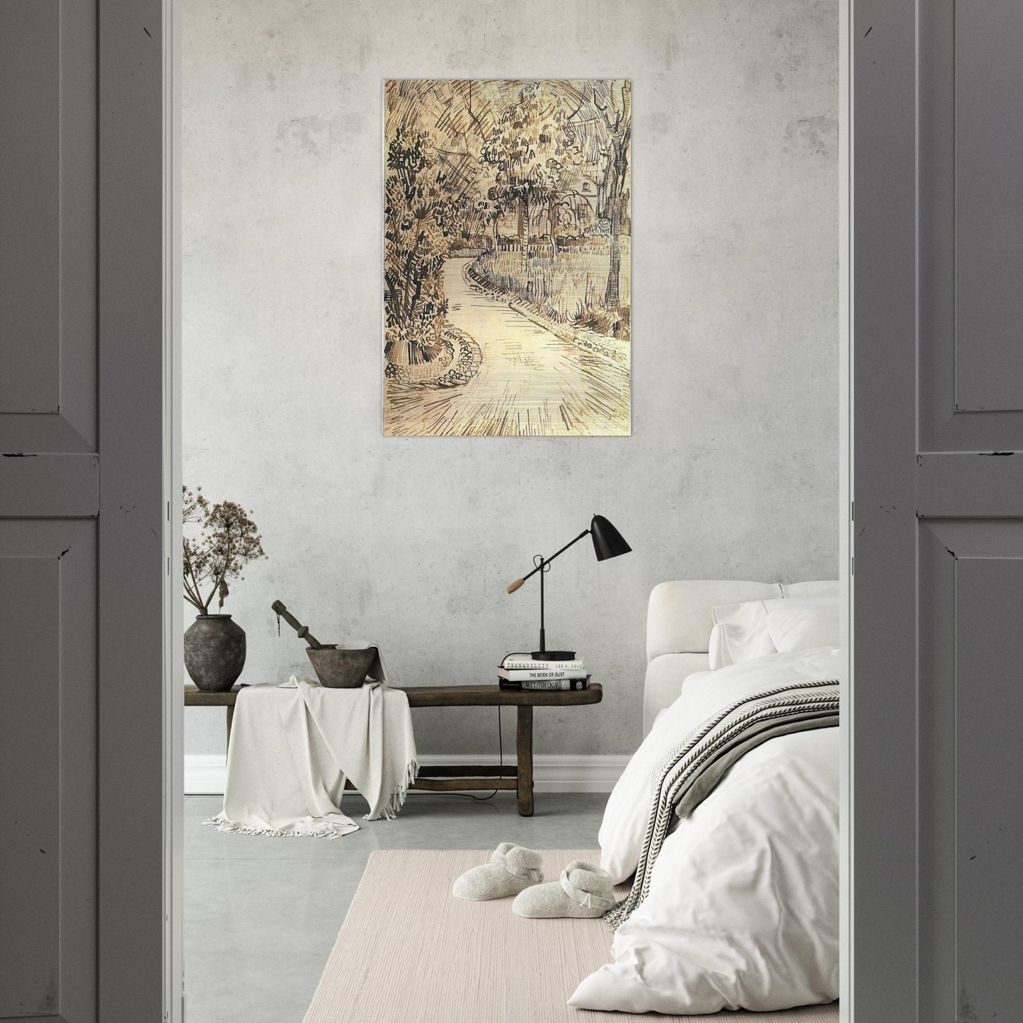 Public Garden with a Corner of the Yellow House - Vincent van Gogh Brushed Aluminum Print - 70x100 cm / 28x40 inches | Vincent van Gogh Aluminum Print | Vincent van Gogh Prints