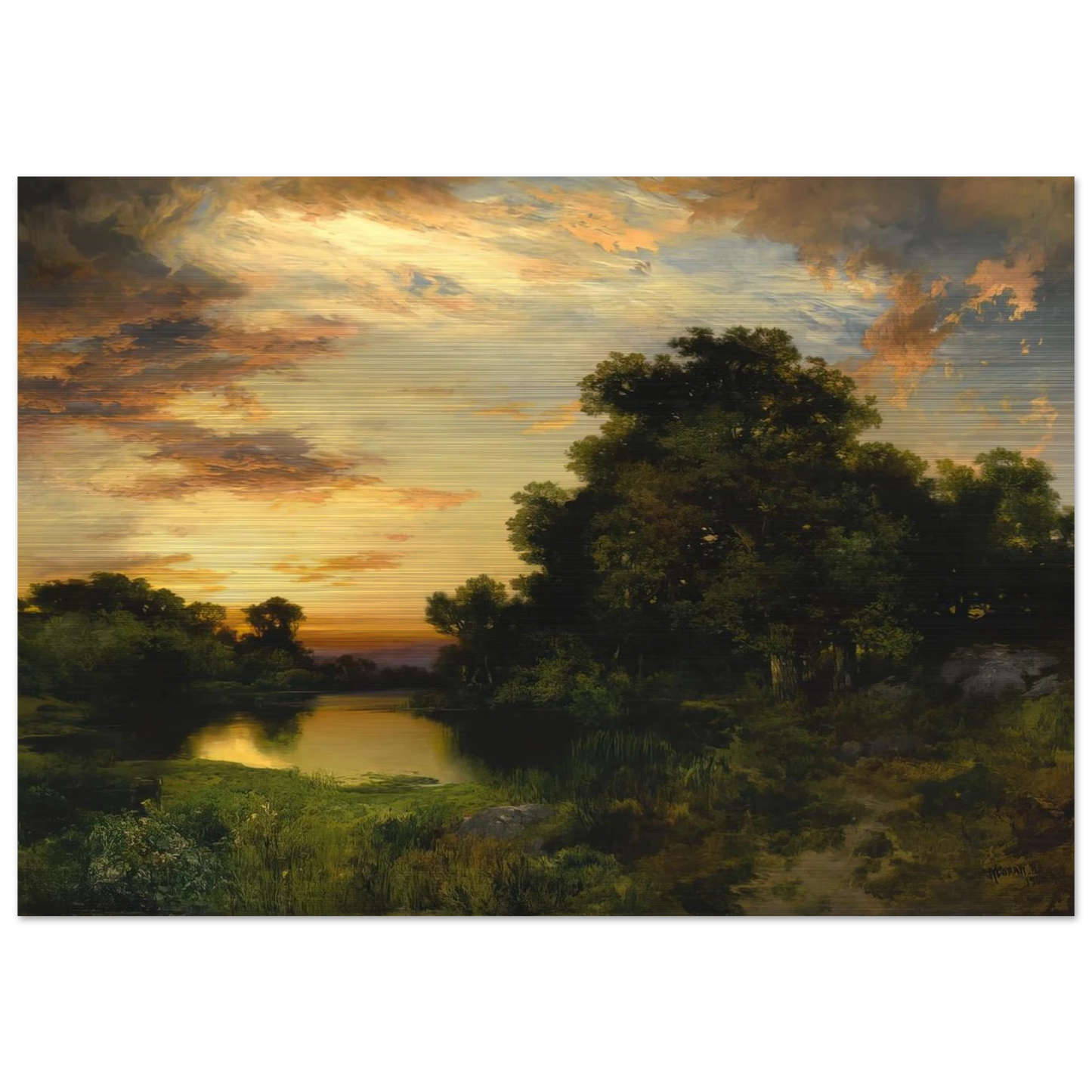 Sunset on Long Island - Thomas Moran Brushed Aluminum Print - 70x100 cm / 28x40 inches | Thomas Moran Aluminum Print | Thomas Moran Prints