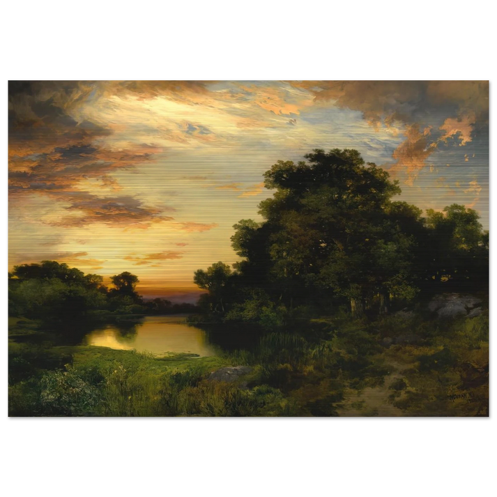 Sunset on Long Island - Thomas Moran Brushed Aluminum Print - 70x100 cm / 28x40 inches | Thomas Moran Aluminum Print | Thomas Moran Prints