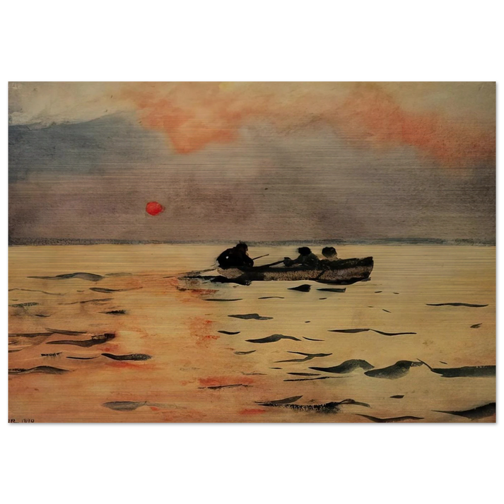 ROWING HOME - Winslow Homer Brushed Aluminum Print - 70x100 cm / 28x40 inches | Winslow Homer Aluminum Print | Winslow Homer Prints