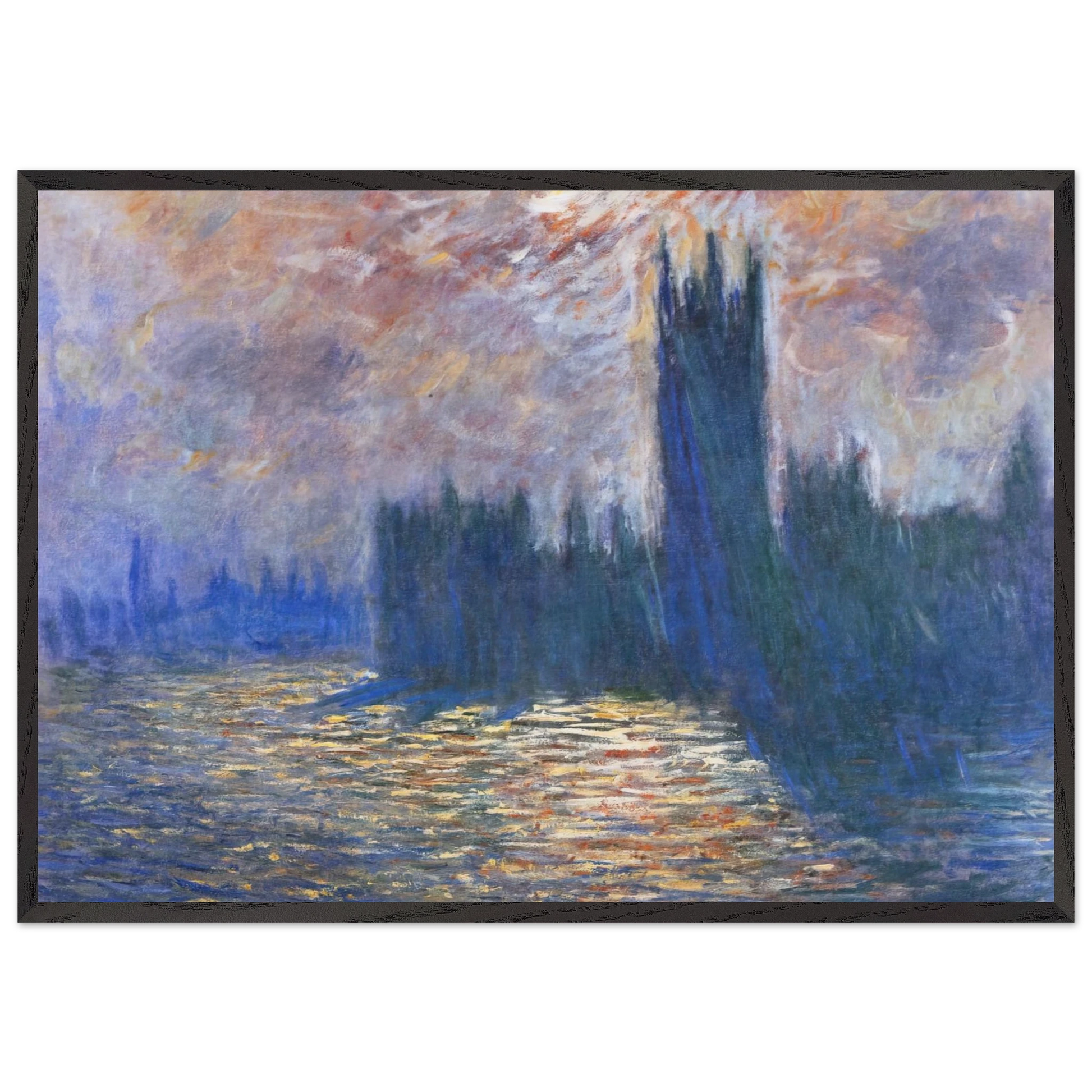 Parliament Reflections on the Thames - claude monet Framed Art Print – Black Wooden Frame - Default Title - -Framed Art Print