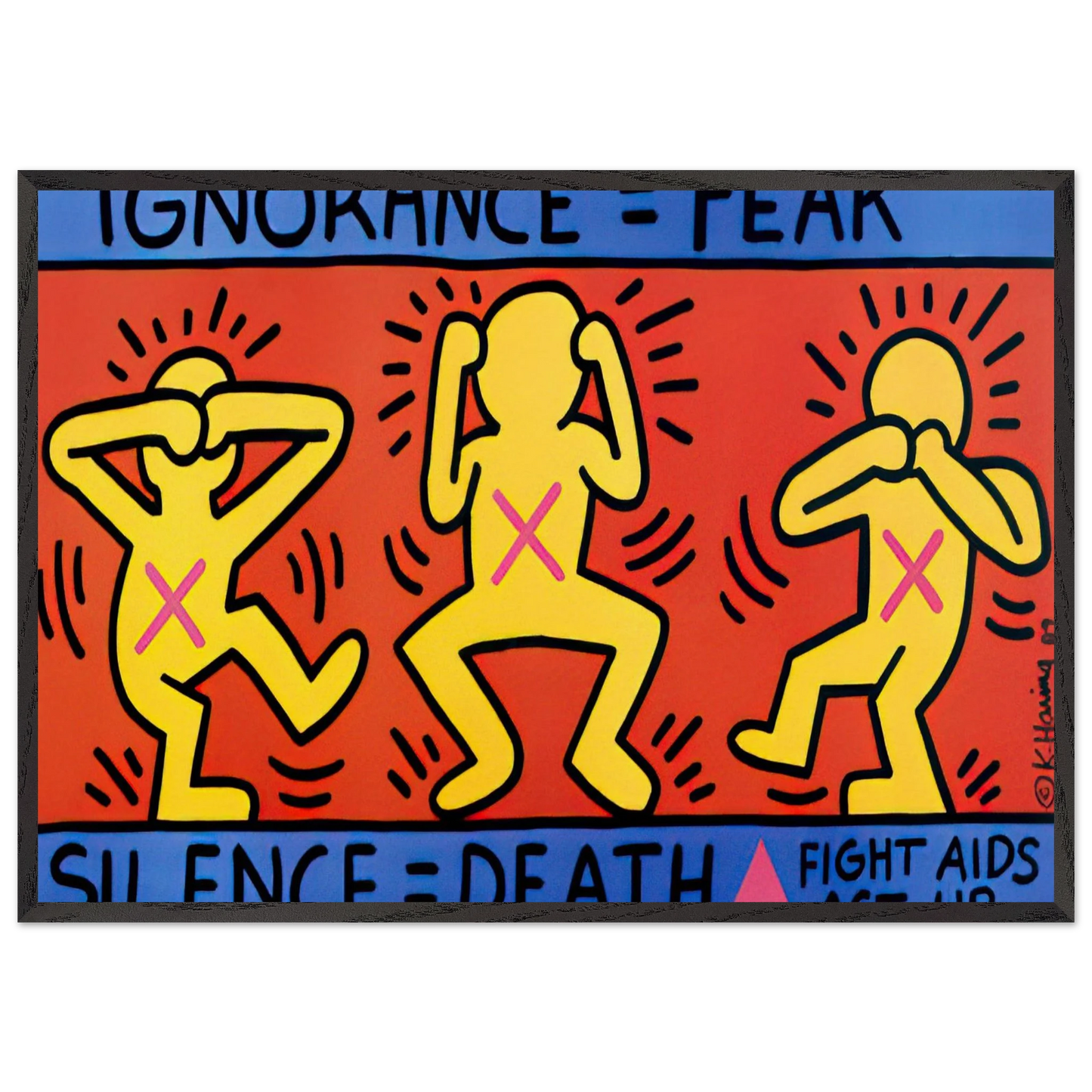 IGNORANCE FEAR 1989 N1 - Keith Haring Framed Art Print – Black Wooden Frame - Default Title - -Framed Art Print