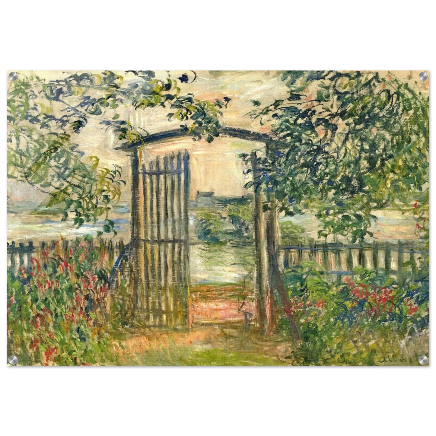 The Garden Gate at Vetheuil - claude monet Acrylic Print - 70x100 cm / 28x40″ inches