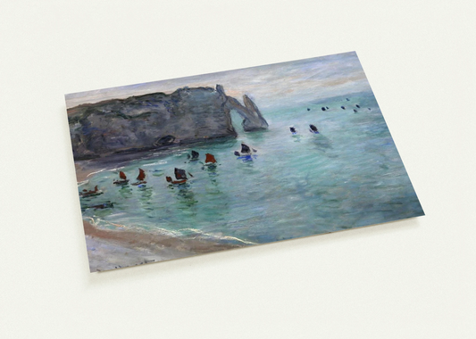 Etretat the Aval Door Fishing Boats Leaving the Harbour By claude monet Pack of 10 Post Cards | claude monet Post Cards | A6 (10.5 x 14.8 cm) - 4.1 x 5.8 inches