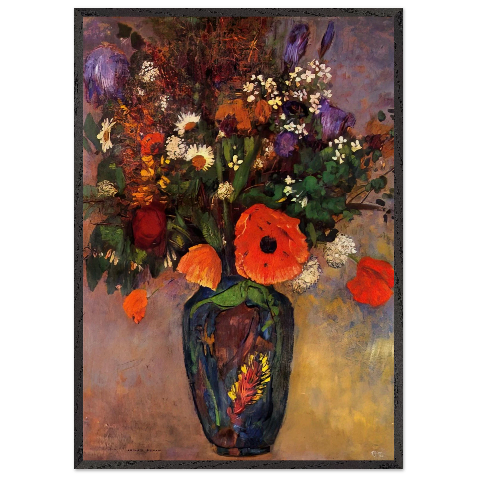 VASE DE FLEURS - Odilon Redon Framed Art Print – Black Wooden Frame - Default Title - -Framed Art Print