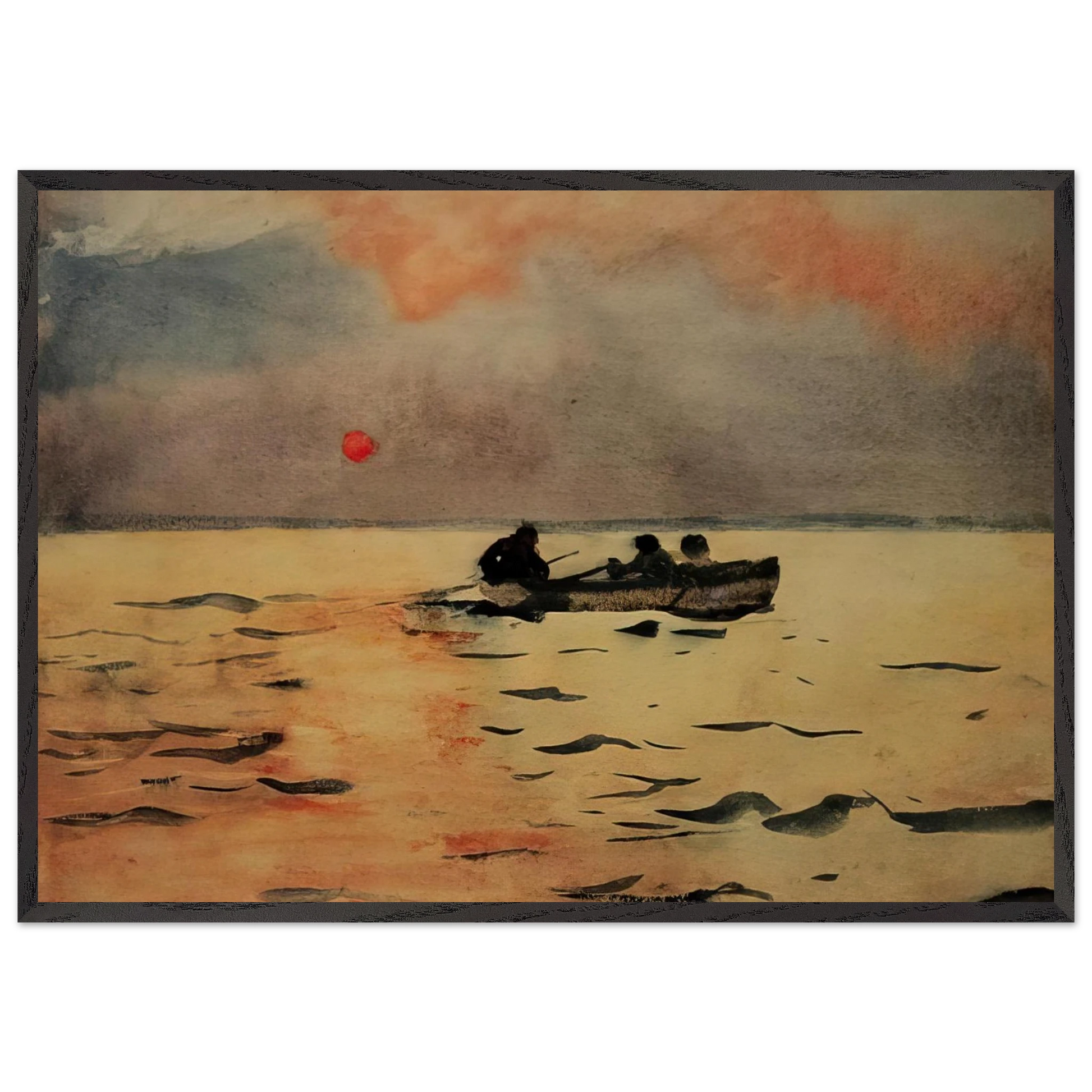 ROWING HOME - Winslow Homer Framed Art Print – Black Wooden Frame - Default Title - -Framed Art Print