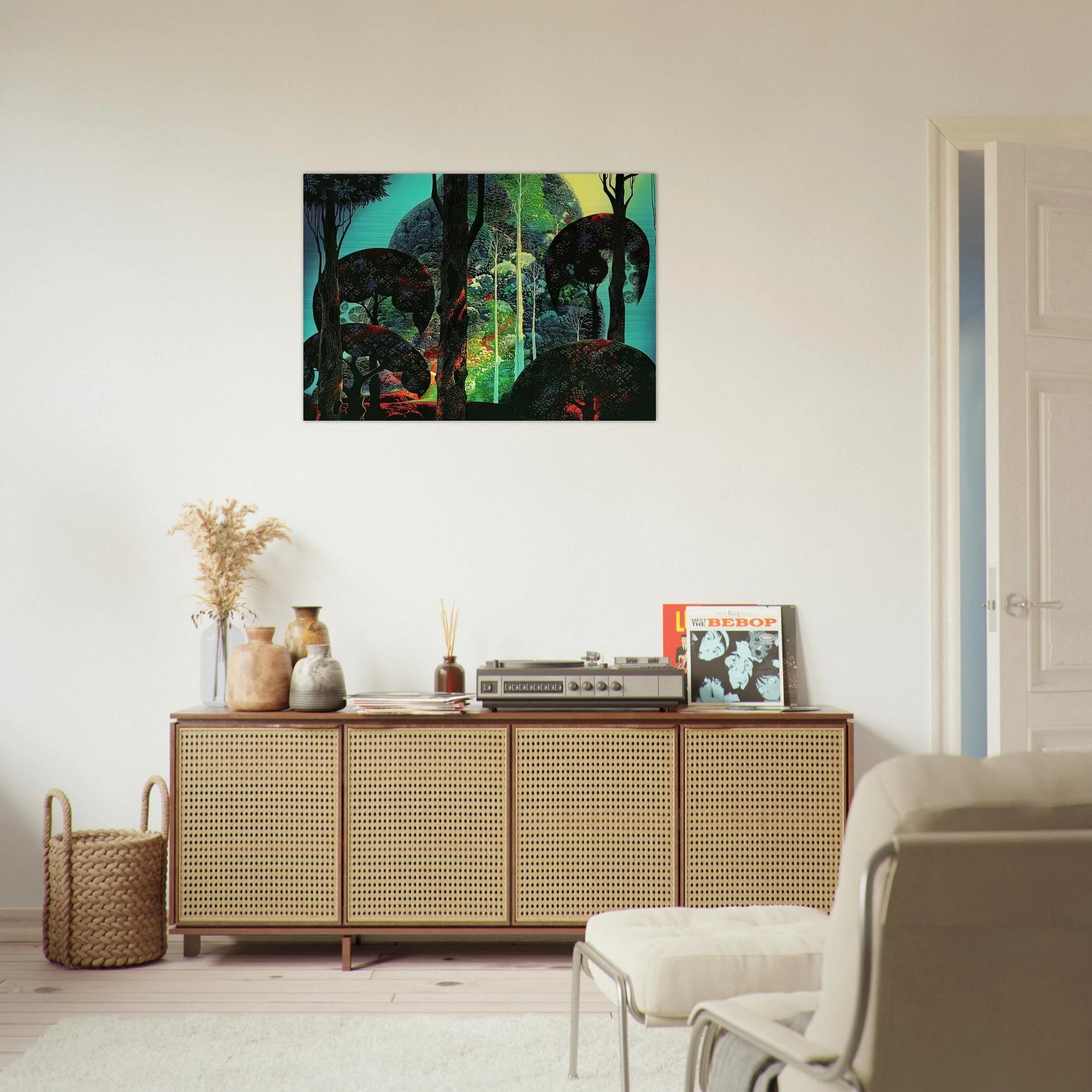 Fired by Sun - Eyvind Earle Brushed Aluminum Print - 70x100 cm / 28x40 inches | Eyvind Earle Aluminum Print | Eyvind Earle Prints