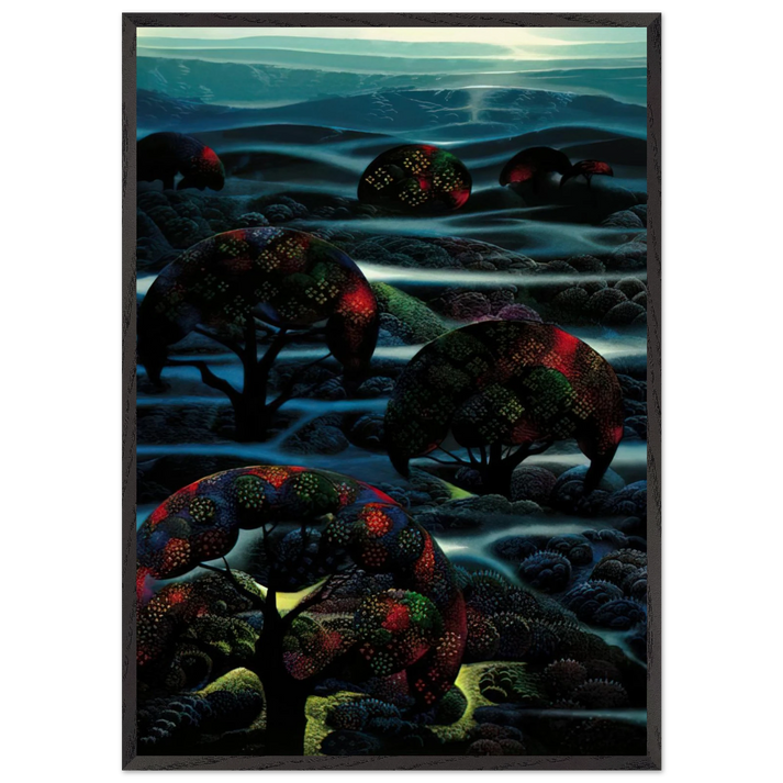 Garden of Dreams - Eyvind Earle 70x100 cm / 28x40 inches Framed Art Print – Black Wooden Frame