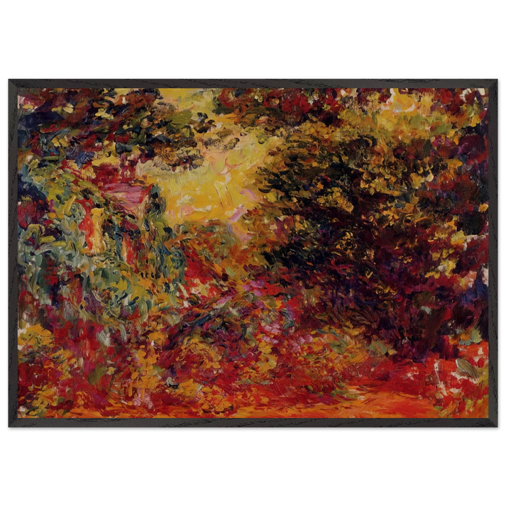 The Artists House from the Rose Garden - claude monet 70x100 cm / 28x40 inches Framed Art Print – Black Wooden Frame