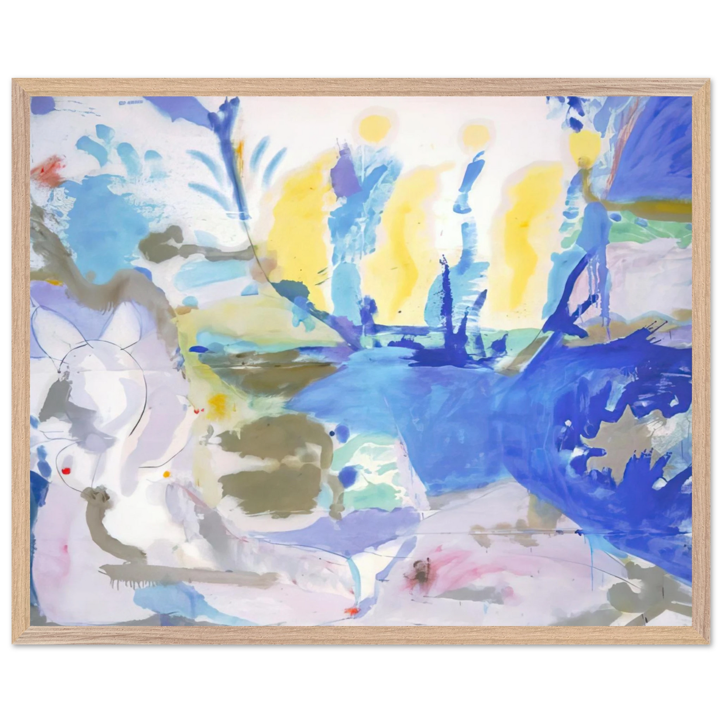 Helen Frankenthaler - Basque Beach - 1958 Wall art - 60x80 cm / 24x32 inches - Premium Wooden Framed Poster With Fine Art Paper - Black frame