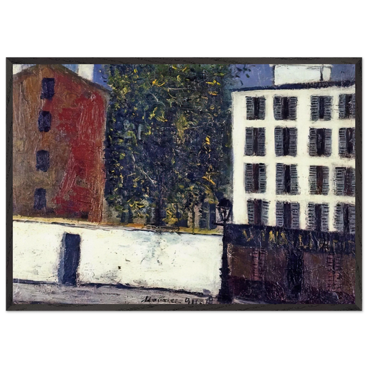 MONTMARTRE STREET - Maurice Utrillo 70x100 cm / 28x40 inches Framed Art Print – Black Wooden Frame