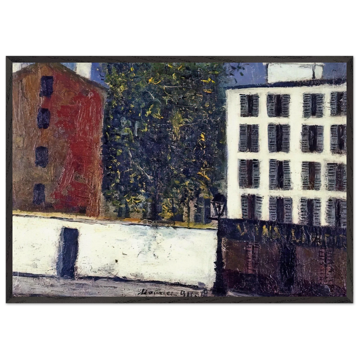 MONTMARTRE STREET - Maurice Utrillo 70x100 cm / 28x40 inches Framed Art Print – Black Wooden Frame