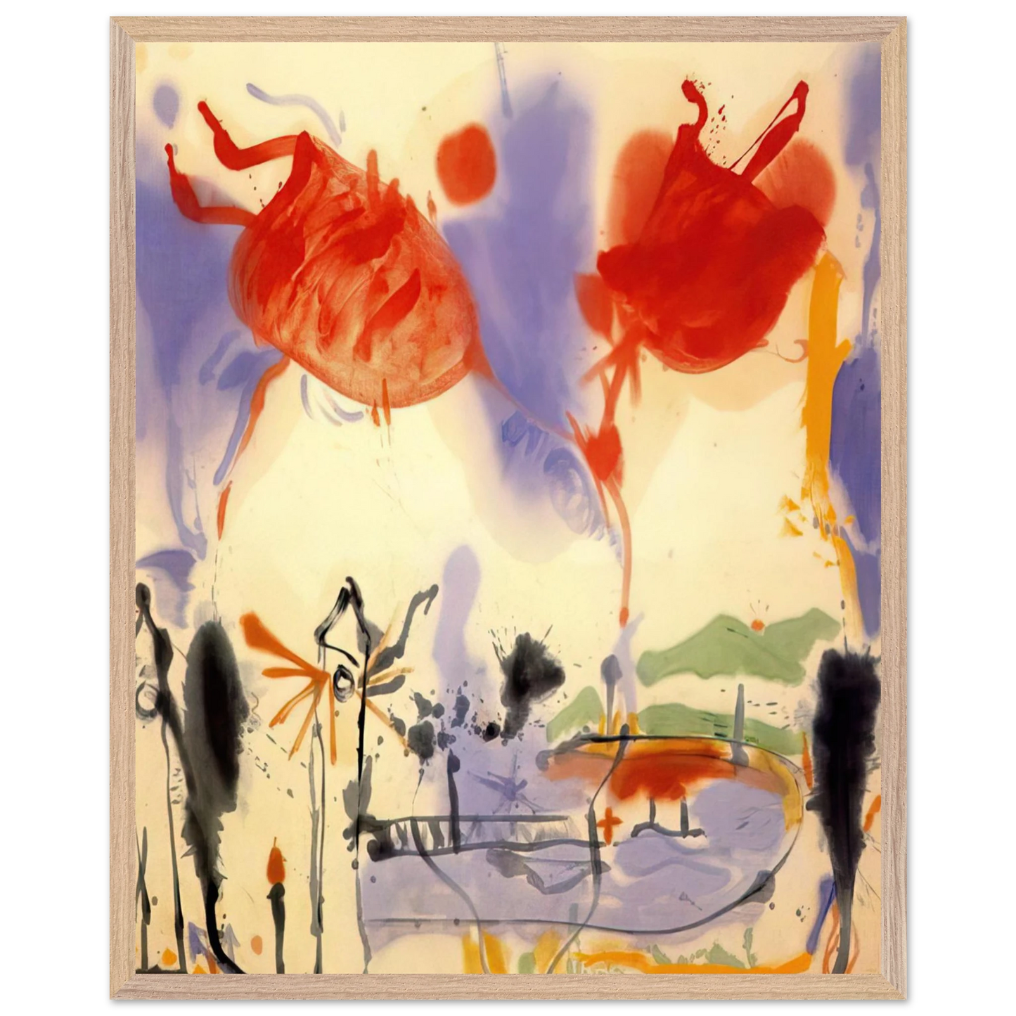 Helen Frankenthaler - Round Trip - 1957 Wall art - 30x45 cm / 12x18 inches - Premium Wooden Framed Poster With Fine Art Paper - White frame