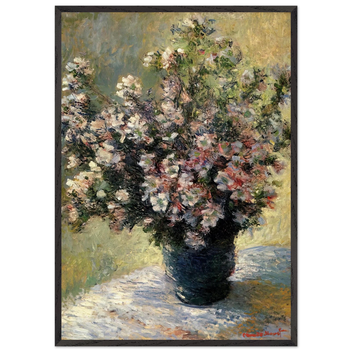 VASE OF FLOWERS N3 - claude monet 70x100 cm / 28x40 inches Framed Art Print – Black Wooden Frame
