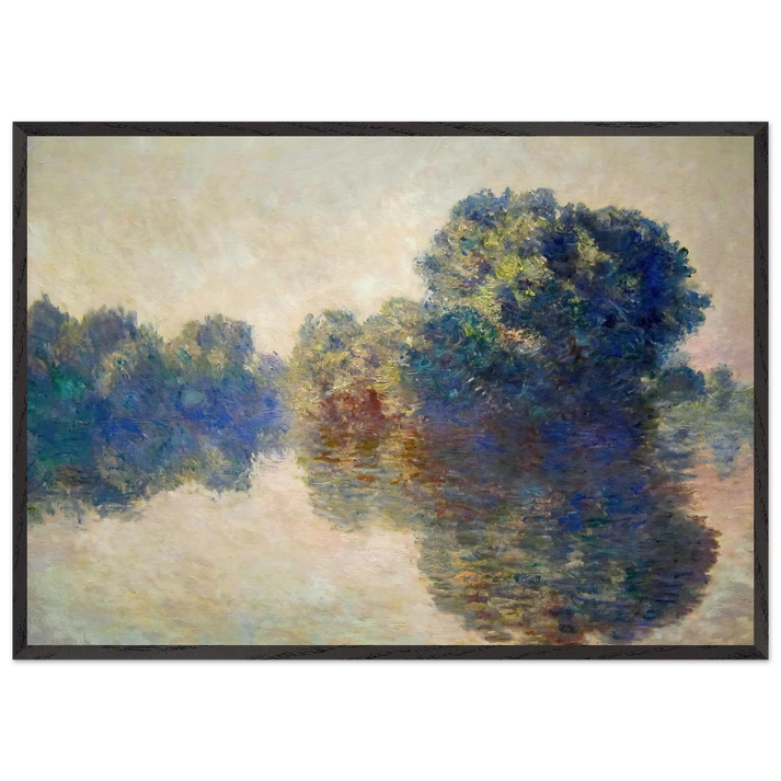 The Seine near Giverny - claude monet 70x100 cm / 28x40 inches Framed Art Print – Black Wooden Frame