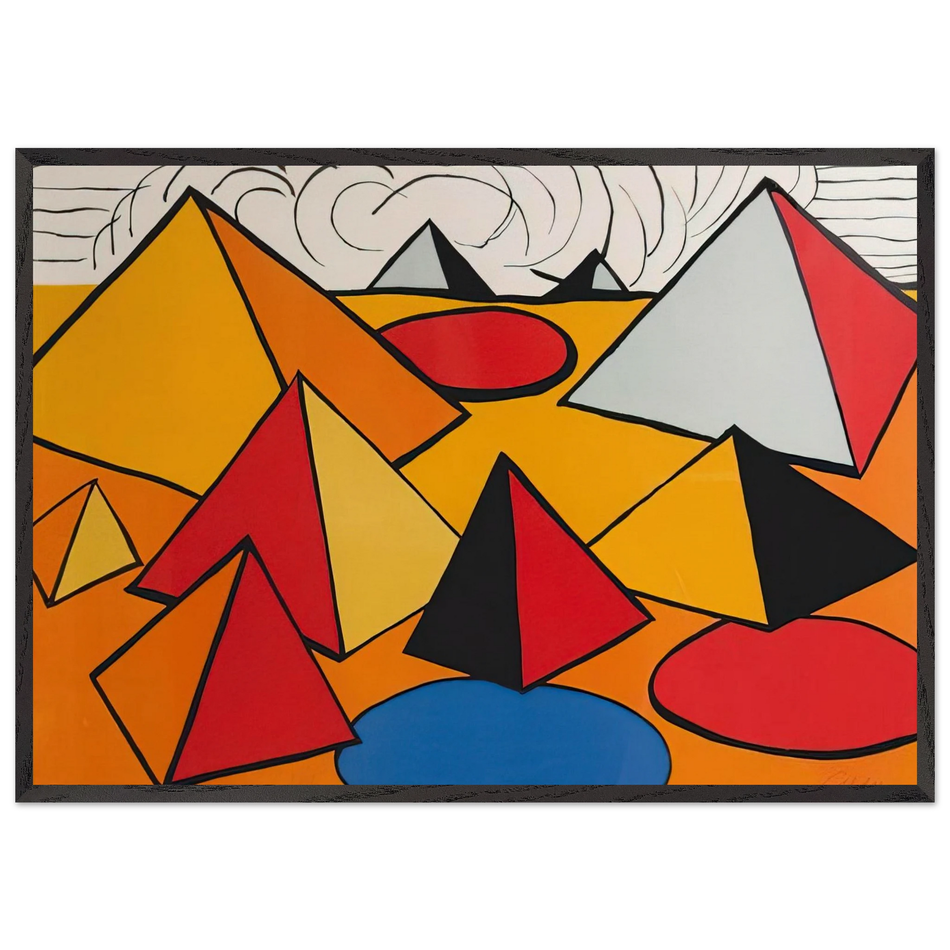 PRYAMIDS AND CLOUDS 1970 - Alexander Calder Framed Art Print – Black Wooden Frame - Default Title - -Framed Art Print